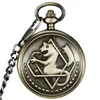 Taschenuhren Vintage Fullmetal Alchemist Mechanische Uhr Mann Cosplay Edward Elric Anime Design Männlich Anhänger Halskette Kette Uhr Geschenk