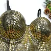 Camis Sexy Snake Print Women Bra Cups Bustier Nightclub Party Corset Crop Top Push Up Bustier Camis Built in Bra Clothing