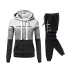 Pakken 2023 Hot Sale Dames Gestreepte Hoodie en Zwarte Joggingbroek Klassiek Herfst Winter Dagelijks Casual Sport Joggingpak Dame Gym Outfit