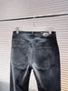 Herren-Jeans, Designer-Jeans, schwarze Jeans, Designer-Hosen, modisch, V-Buchstaben-Druck, Grafik, einfache Hose, lässig, locker, schmale Passform, schwerer Waschvorgang, elegantes Grau, L VVV