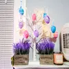 جديد 1Set Twinkling Bonsai Decorations Carrot Egg Hanging Birch Tree for Easter Party Decor