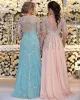 2024 Luxurious Bead Crystal Sequins Mother of the Bride Dresses Long Sleeves V Neck Pink Plus Size Formal Party Prom Gowns