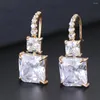 Boucles d'oreilles pendantes GODKI mode luxe jaune carré cubique Zircon boucle d'oreille pour les femmes de mariage cristal CZ américain dubaï mariée