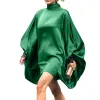 Klänning Yeezzi 2023 Spring Vintage Green Party Evening Kort klänning Fashion Knappad solid färg Högnäck Bankett miniklänningar för kvinnor