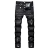 D2 Designer Jeans pour hommes Dsquare DSQ2 Pantalon déchiré hip-hop à la mode noir imprimé numérique taille moyenne petit pantalon en denim jambe droite hommes jeans designers pantalon