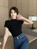 Women's T Shirts WTEMPO Women Short-sleeved T-shirt Half Turtleneck Summer Trend All-match Top Sexy Slim Solid Color Y2k 2024