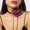 Romantisk blommahalsband för kvinnor choker rose en av nackkedjan elegant halsband blomma justerbart rep choker y2k tillbehör 240228