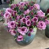 15 huvuden Simulera Hold Bunch Roses Peony Artificial Flowers Immortals Plants Decorations Vases Wedding Home Po Props 240301