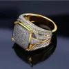 Hip Hop 18K Gold Pierścienie Square Diamond Ring Champion Pierścienie motocyklowe dla mężczyzn biżuteria modowa