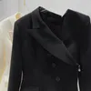 Blazer da donna primavera autunno moda stile Hepburn cerniera laterale cappotto casual unico francese 240226