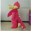 costumi mascotte di dinosauro rosa caldo realizzati da professionisti con ali da indossare per adulti