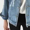 Jaquetas femininas primavera outono jeans de grandes dimensões feminino casaco jeans rasgado namorado denim jaquetas venda quente 240305