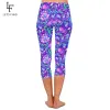 Leggings Letsfind Summer New Fashion Paisley Watercolor Floral Print Women Capri Leggings High midje Slim Fitness Leggings