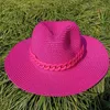 Breda randen hattar hink hattar sommarhatt justerbar jazz stråhatt för män och kvinnor fedora sun hatt strand hatt jazz rose hatt j0305