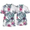 T-shirts pour hommes 2024 Floral Hommes Chemise Stéréoscopique Imprimé Motif Mode Tops Été Hommes Casual Street O Cou Blouse