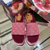 2023 New European and American Summer=Embroidered Luxury Brand Slippers Printed Thick Sole Casual One word Women's Sandals