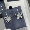 designer jewelry earingPremium Full Diamond Stereoscopic Bow Earrings Sier Fashion Drop Pendant Long Designer Elegant Jewelry Earrings Jewelry