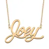 Joey nome colares pingente personalizado para mulheres meninas crianças melhores amigos mães presentes 18k banhado a ouro aço inoxidável