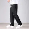 Broek 2023 Nieuwe vier seizoenen heren casual broek vaste kleur rechte baggy drape wide been merk broek mannelijk zwart wit beige