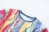 Uppsättningar 2023 Autumn Colorful Print Two Piece Set Women Tracksuits Casual Long Sleeve Crop Tops + Shorts Trend Matching Streetwear