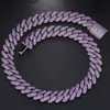 18mm Hiphop Moissanite Cuban Link Chain Gold Plated 925 Sterling Silver Custom Color Iced Out Purple VVS Moissanite Cuban Chain