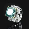 Band Rings Fancy Wedding Engagement Rings for Women High Caon Square Moissanite Ring Anniversary Gift Luxury Jewelry L240305