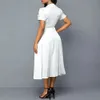 Vintage dot tryck Swing Pin Up Summer Party Dresses Women Short Sleeve High midja A-Line Dress Elegant Casual Robe Vestidos 240301