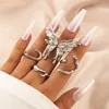 Cluster Rings Elegent Vintage Opal Set For Women Girls Metal Geometric Round Crystal Kunckle Ringstrendy Jewelry Moonstone Gift