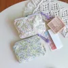 Sacos cosméticos pequena flor saco de algodão mini tecido mulheres viagem compõem produtos de higiene pessoal coreano feminino pequena bolsa com zíper caso bolsa de moeda