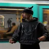 Trasig planet tröja stor storlek hoodie lös high street brev skum tryck trendiga män och kvinnor par jacka bpm