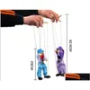 Party Favor 25Cm Funny Vintage Colorf Pl String Puppet Clown Wooden Nette Handcraft Joint Activity Doll Kids Children Gifts Drop Deliv Otqeg