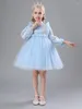 Robes pour filles, manches longues, boutons avec nœud, Style floral, princesse, Costume personnalisé pour occasions spéciales, vêtements pour enfants, 2024