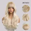 oneNonly Synthetic Wigs for Women Blonde Wig with Bangs Long Wave Natural Hair Heat Resistant Fiber 240229