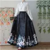 Poliestere cinese Ming Moon Hanfu Vintage donna colorata blu pieghettata MaMian gonna manica aereo 240220