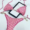 ملابس السباحة Womens G Chain Bikini Set Suit Suit Thong Black Girl Swimsuit Sexy Fashion Pink Triangl Tankini Beach Cover Push Up Summer Wathing 20SS 9KX9