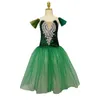 Scenkläder grön lång klänning för kvinnor balett tutu kjol sammet toppar sling flickor professionell dräkt vestidos