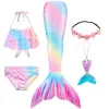 Mayo 3pcs kız mayo denizkızı kuyrukları çocuk için çocuk yüzebilir yüzebilir kostüm bikini set küçük kız doğum hediyesi 6 yıl 12 yıl