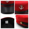 Casual Summer Military Caps Woman Cotton Beret Flat Hats Captain Cap Trucker Vintage Red Black Dad Bone Male Womens leather hat 240226