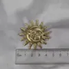 Luxury designer retro matte gold sunflower moon portrait brooch clothing accessories