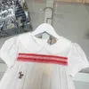 Marca saia do bebê vestido de princesa padrões bordados vestidos da menina rendas tamanho 110-160 cm crianças roupas de grife verão criança vestido 24mar