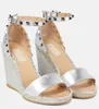 Elegante Zomer Luxe Dames Sandalen Schoenen Wig Piramide Studs Gesp Enkelbandje Feest Bruiloft Espadrilles Cross-over Gevlochten Dame Comfort Wandelen EU35-43