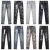 Jeans pour hommes pruple Jeans pour hommes pantalons cargo noirs Designer autocollants skinny lavage léger déchiré rock revival vraies religions Pantalon élastique décontracté Denim 240305