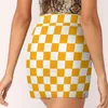 Skirts Orange And White Checkerboard Pattern Women's Skirt With Pocket Vintage Printing A Line Summer Clothes