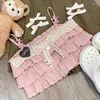 Tanks pour femmes Style japonais Vintage Coton Lolita Crop Tops Femmes Été Volants Dentelle Bow Mignon Camis Sweet Girls Kawaii Vêtements Princesse