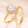 Anelli a grappolo in oro rosa 18 carati con diamanti da laboratorio set di anelli in argento sterling 925 per feste di nozze per donne uomini gioielli di fidanzamento regalo