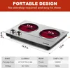 Hot Plate,Cusimax Dual Infrared Burner, Electric Ceramic Glass Stove,Adjustable Temperature Control,Stainless Steel,Compatible of all Cookware