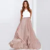 Dresses Fashion Pleated Skirts Women Zipper Waist A Line Floor Length Long Skirt Chiffon Maxi Skirt Custom Made Faldas Saia Maxi Skirt