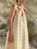 Платье без рукавов Halter Maxi Summer Dress для женского модного рулона пляж Длинный халат 2022 Элегантный Слип.
