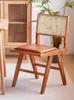 Decorative Figurines TLL Simple Balcony Dining Room Stool Rattan Home Bedroom Solid Wood Soft Bag Study