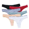 Women's Panties 3Pcs/Pack Soft Cotton Thong Women Plus Size Fitness Hip Lifting G-string Letters Waistband Low Rise Seamless Underwear